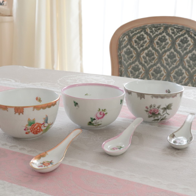 Herend ヘレンド AV アポニーグリーン ボウル＆レンゲセット