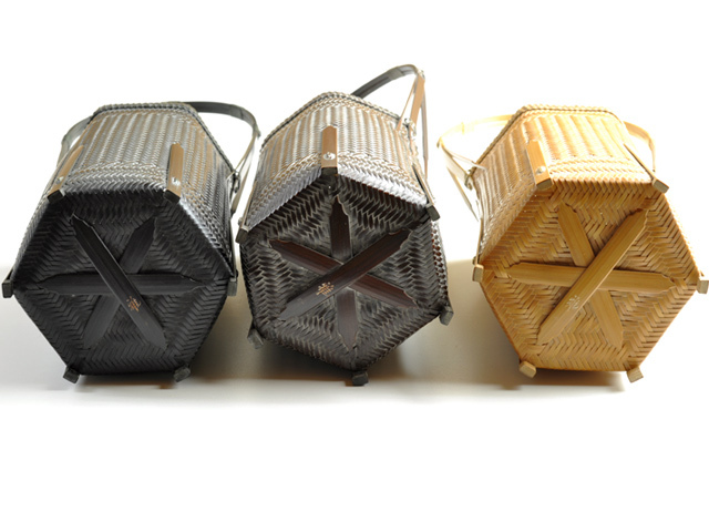 網代編み花籠 六角 /インテリア/花入れ/花籠/華道具/花器/竹/職人