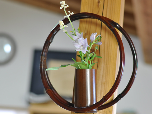 花入れ 円相/丸竹加工/インテリア/花入れ/壁掛け/花器/フラワーベース