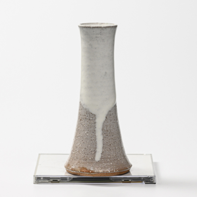 萩焼(伝統的工芸品)花入小細手白萩掛分け円錐形