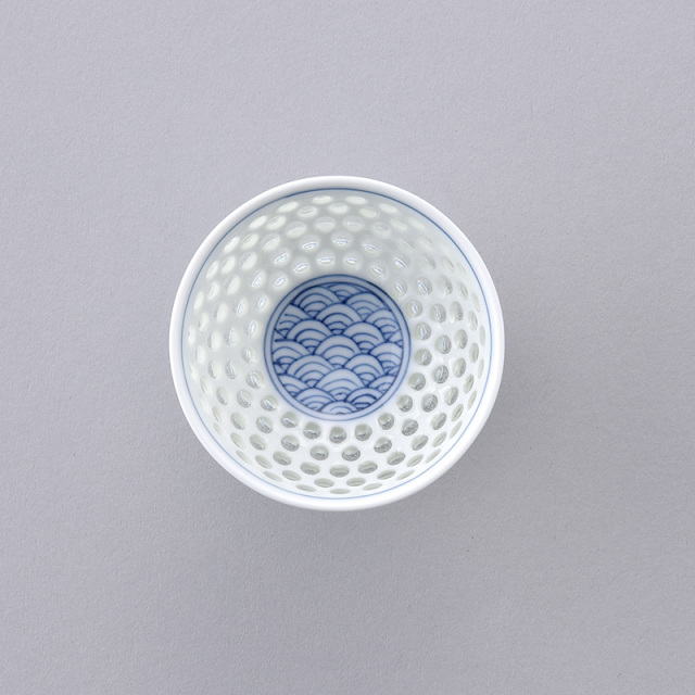 水晶青海波 馬上杯 水晶彫の丹心窯