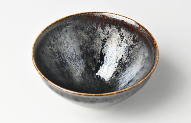 伐太郎窯染付濃唐草見込枚水輪花7寸鉢3枚