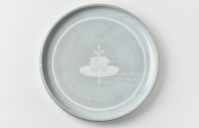 松本優樹 3 もみ灰釉尺皿（絵） ｜ 暮らしのうつわ花田 和食器 通販