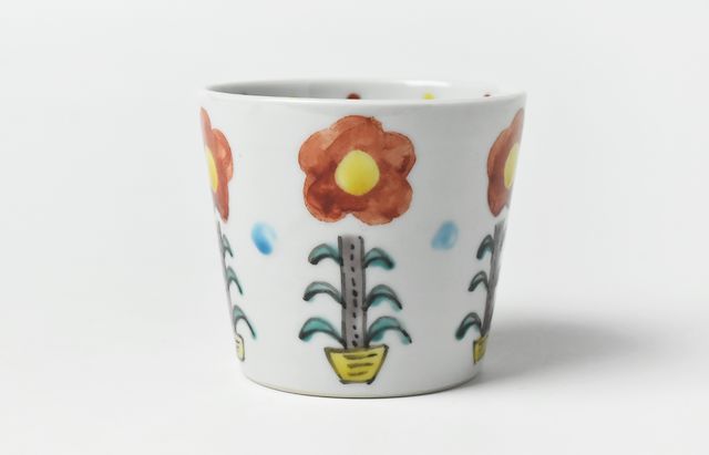 重田 良古 そば猪口 赤絵花文B ｜ 暮らしのうつわ花田 和食器 通販