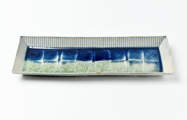 雪ノ浦裕一 9 藍釉掛分紫陽花文長皿 ｜ 暮らしのうつわ花田 和食器 通販