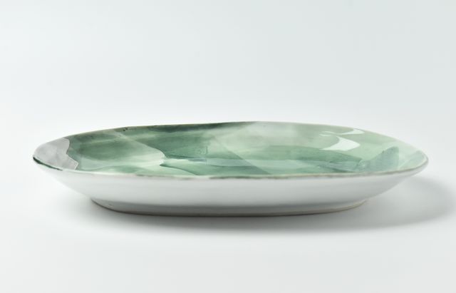 古川桜 29 銀彩緑呉須刷毛目楕円皿 ｜ 暮らしのうつわ花田 和食器 通販