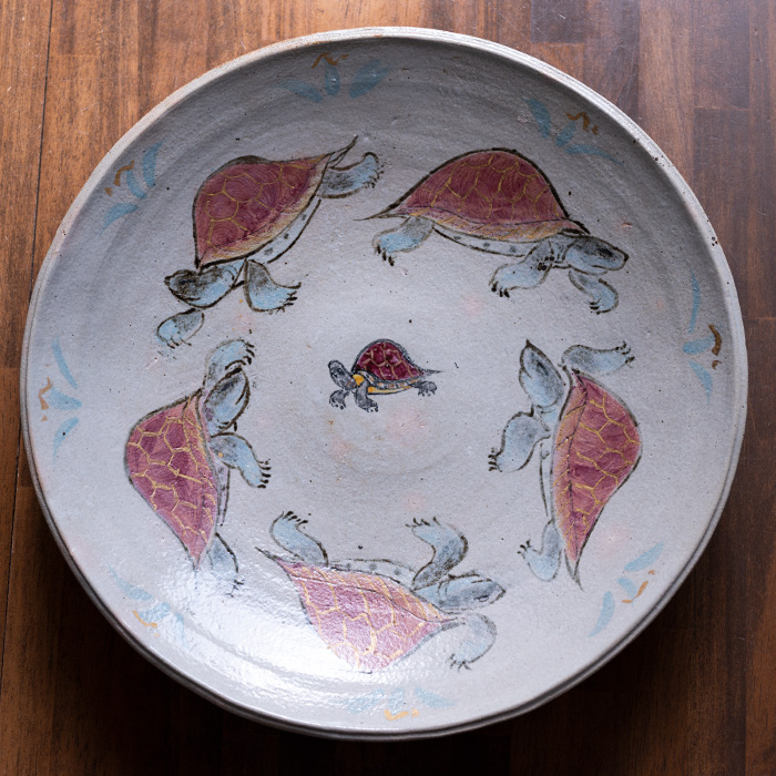 共箱付】黄瀬戸輪花草文鉢(YS-230) 作家「瀬津義雄」