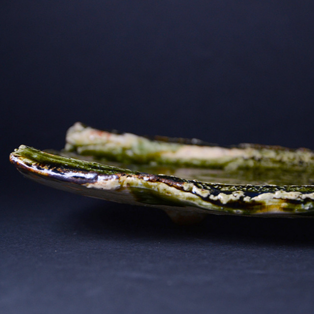 和食器 大和織部足付長角皿(L) 作家「金本卓也」