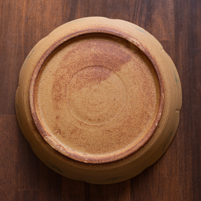 柚子手黄瀬戸草文鉢（共箱付） 作家「瀬津義雄」