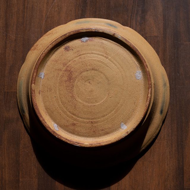 共箱付】黄瀬戸輪花草文鉢(YS-230) 作家「瀬津義雄」