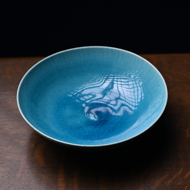 送料無料 ｜和食器 中皿 トルコブルー六寸深皿-18cm-（KIA-112） 作家