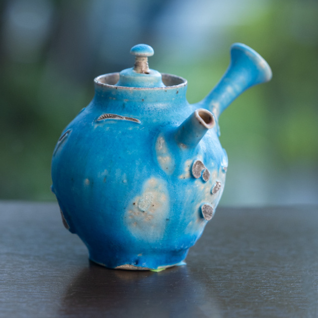 共箱付】青急須 (SOY-732) 作家「山田想」