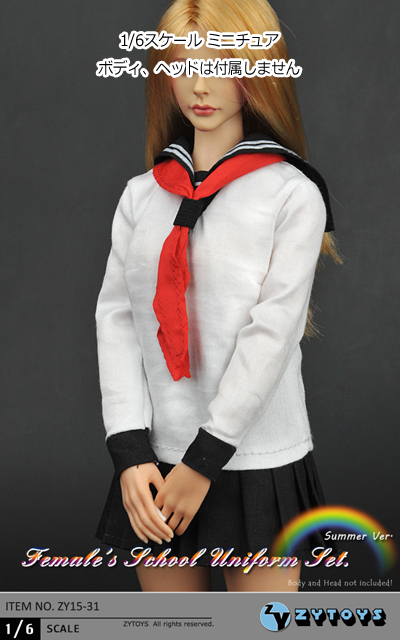 ZYTOYS】ZY15-31 女性ドール用 女子高生 学生服 夏服 シューズ付 1/6