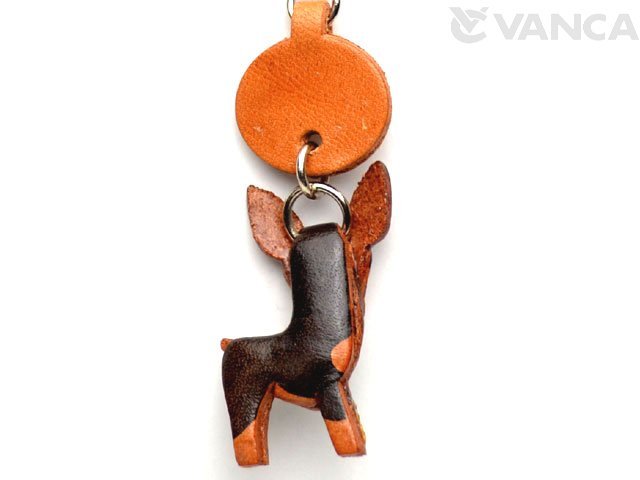 ミニチュアピンシャー（ミニピン）ブラックタン キーホルダー:レザー本