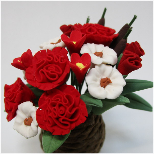 ドールハウス小物 カーネーション3 フラワーアレンジのミニチュア模型