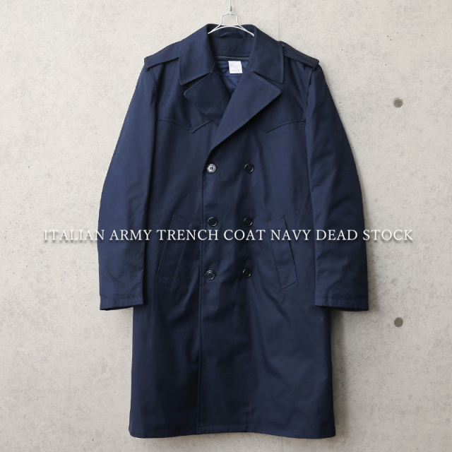 デッドストック イタリア軍 トレンチコート ネイビー ライナー付き