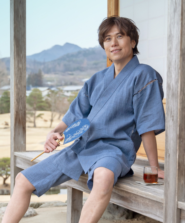 近江ちぢみ本麻甚平 No.6 中紺 | 作務衣・甚平通販 和粋庵