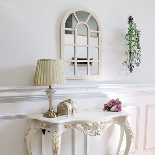 シャビーシック アンティークウィンドウミラー ホワイト｜おしゃれ