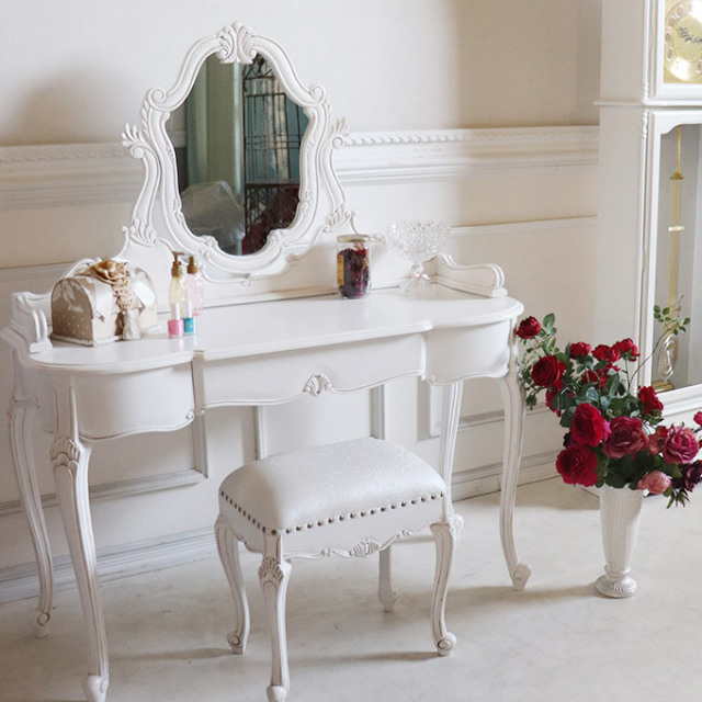 ロココドレッサーセット(スツール付)｜エレガント ホワイト家具