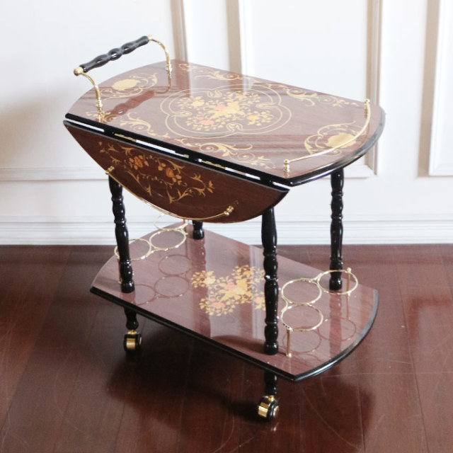 イタリアンスタイル 象嵌伸長式バタフライワゴン 組立式｜おしゃれ家具