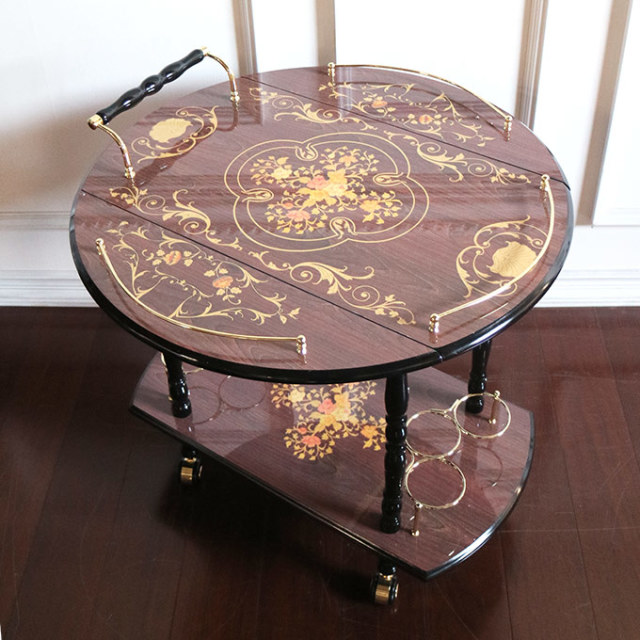 イタリアンスタイル 象嵌伸長式バタフライワゴン 組立式｜おしゃれ家具