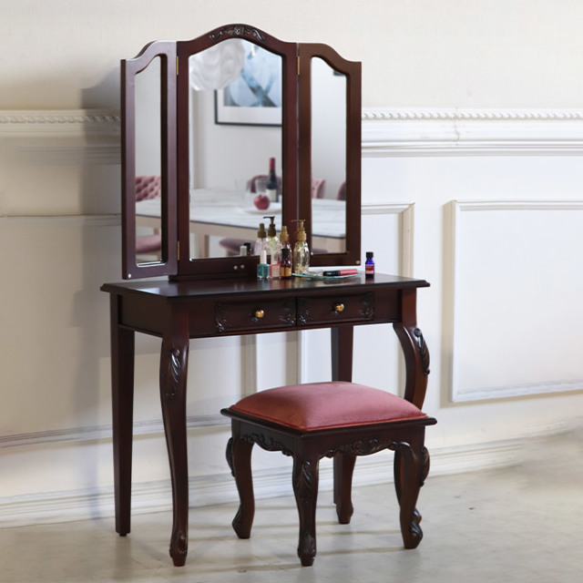 ドレッサー 三面鏡 アンティークブラウン｜おしゃれ家具通販 Y-KAGU