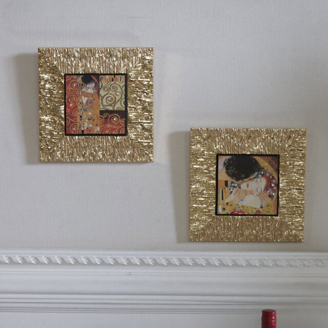 イタリア製 額絵 クリムト 接吻 TypeB ウォールアート｜おしゃれ