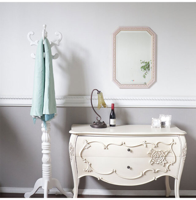 イタリア製 ウォールミラー(壁掛け鏡) ピンクリーフ 48×68cm｜おしゃれ