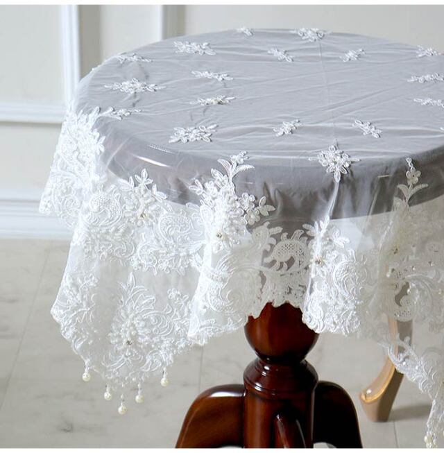 フレンチレーステーブルクロス ホワイト 85×85cm｜おしゃれインテリア