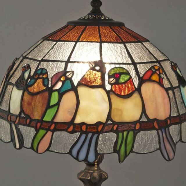 ステンドガラスランプ 置き型 バード 鳥｜おしゃれインテリア 照明通販