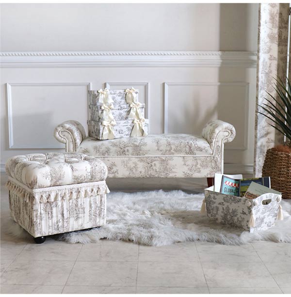 ジェニファーテイラー 収納付きスツール Toile de Jouy｜おしゃれ