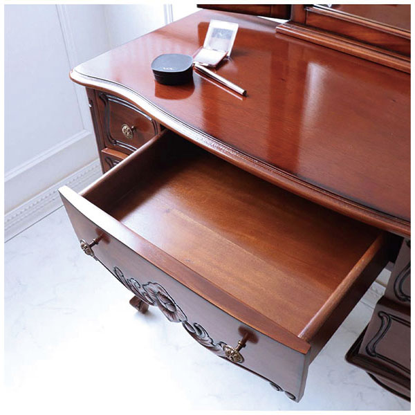 三面鏡ドレッサー(ブラウン)｜高級マホガニー家具VENECHIA｜おしゃれ