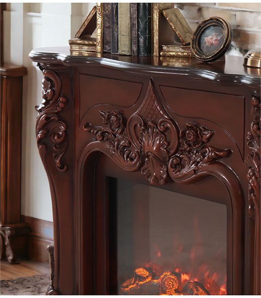 アンティーク調 マントルピース（フェイクファイヤー付）ホワイト 暖炉