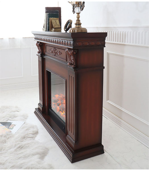 アンティーク調 マントルピース（フェイクファイヤー付）ホワイト 暖炉