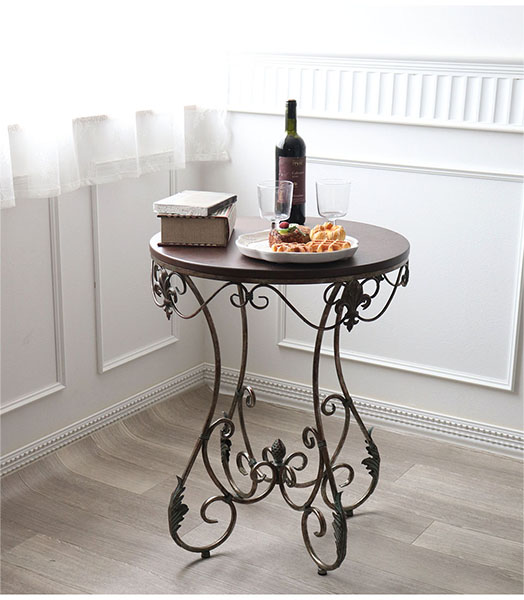 アイアン製 アンティーク調 ラウンドテーブル 60cm 猫脚 おしゃれ 輸入