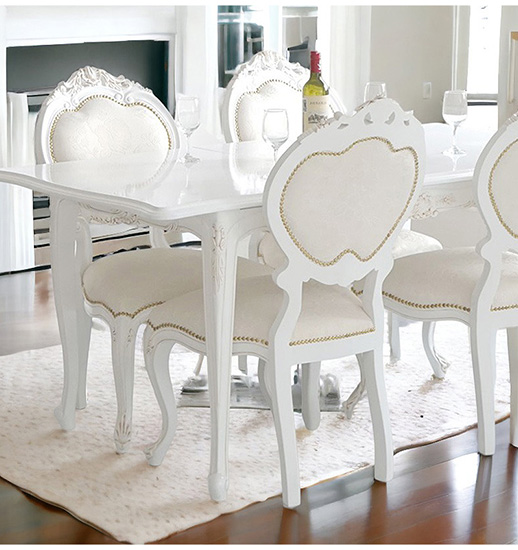 輸入家具 伸長式ダイニングセット5P（四人掛け） 猫脚 姫系 クラシック