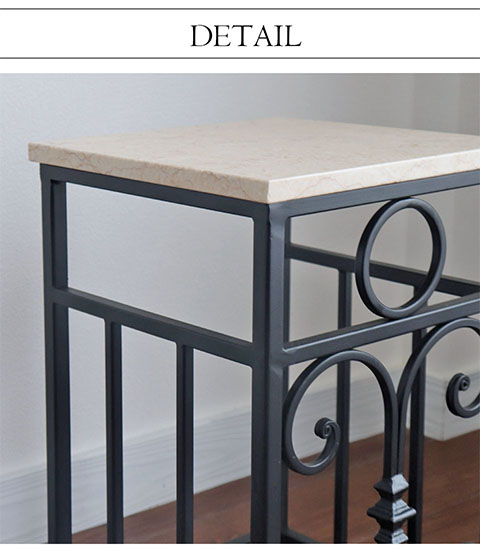 アンティーク調 大理石使用 アイアンサイドテーブル 花台 フラワー