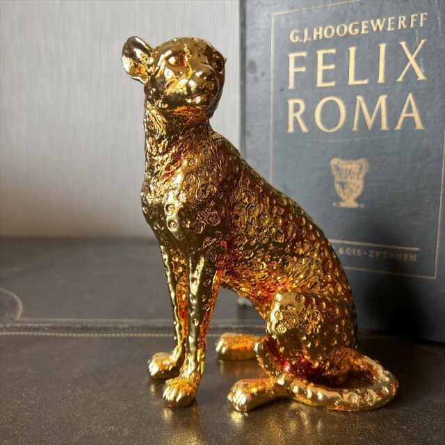 風水インテリア モダンデザイン 豹（ゴールドレオパード） 動物の置物