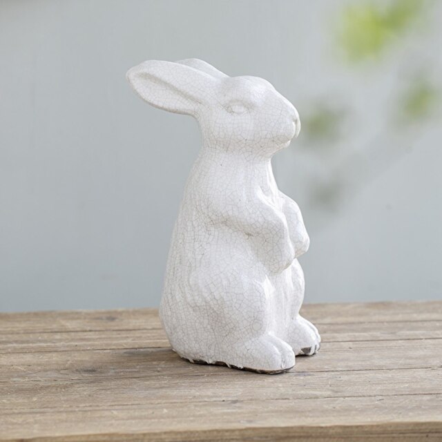 外対応OK！ ガーデニングにも ホワイトラビット（うさぎ） 動物の置物