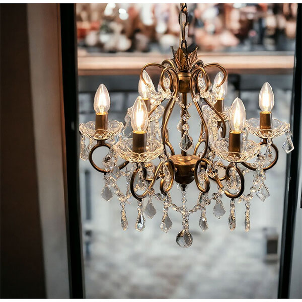 LED対応】ガラス製 シャンデリア 6灯(エラ) 【送料無料】｜Y-KAGU(輸入