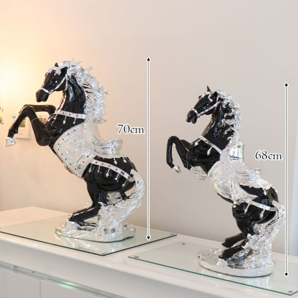 風水・開運インテリア・跳ね馬の置物（立ち馬） Lサイズ （ブラック