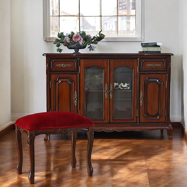 マリナカッシーリ 猫脚スツール (ベロアレッド）｜Y-KAGU(輸入家具屋