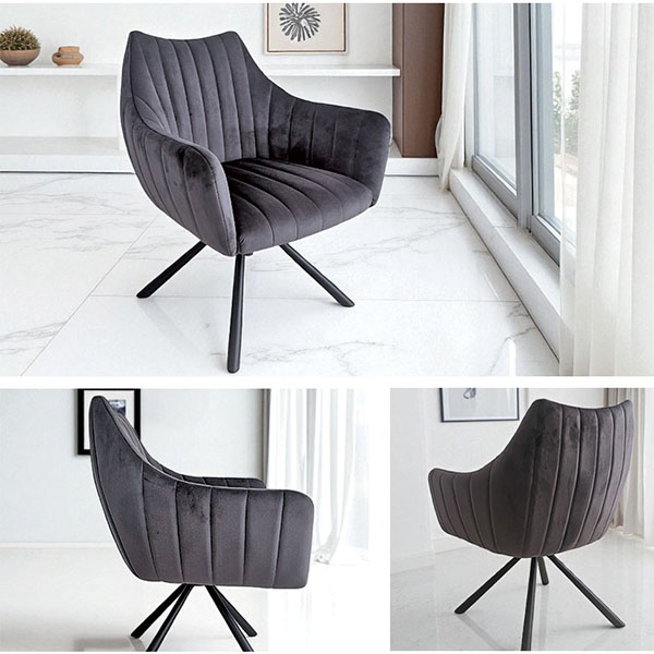 2脚セットでこのお値段】回転式・ダイニングチェア(グレース)(グレー