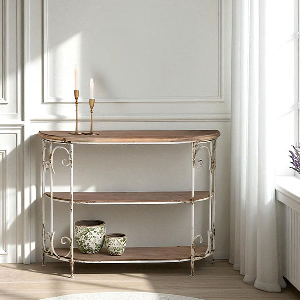 シャビーシック フレンチスタイル オープンラック(コンソール) 幅110cm