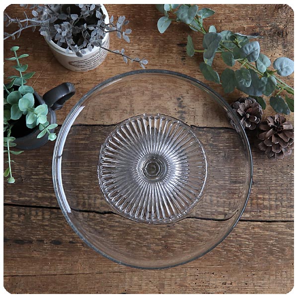 イギリス アンティーク 脚付きケーキスタンド/プレスガラス/果物皿