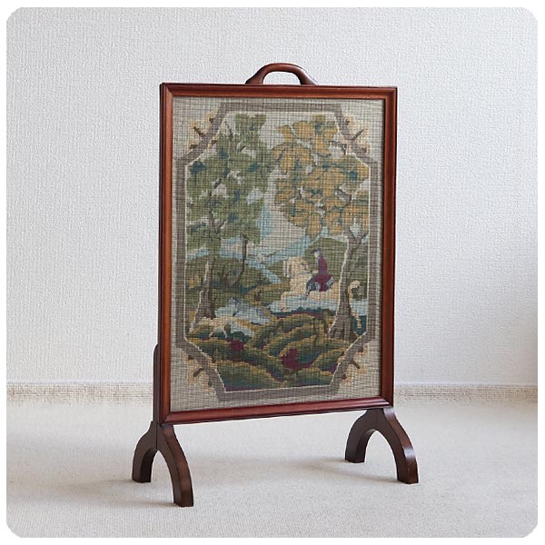 イギリス アンティーク ファイヤースクリーン/暖炉カバー/ガラス