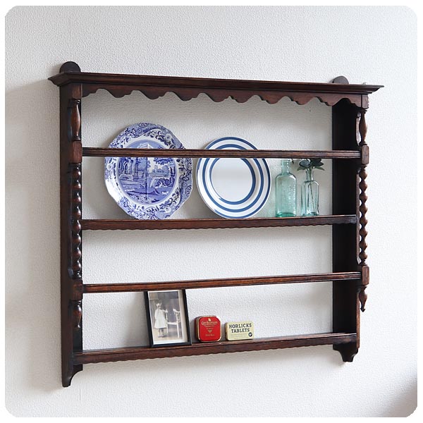 イギリス アンティーク プレートラック/ウォールシェルフ/壁掛け棚