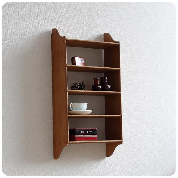 イギリス アンティーク オールドパインウォールシェルフ/壁掛け飾り棚