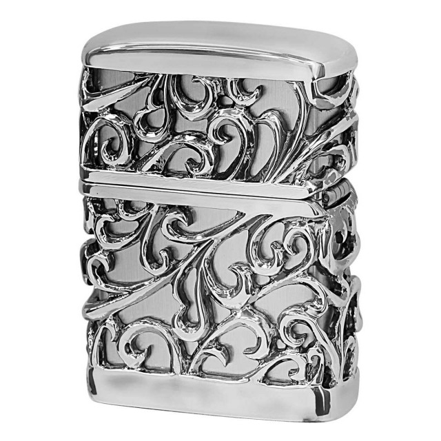 Zippo ジッポー アラベスク 唐草 メタル ジャケット 銀メッキイブシ