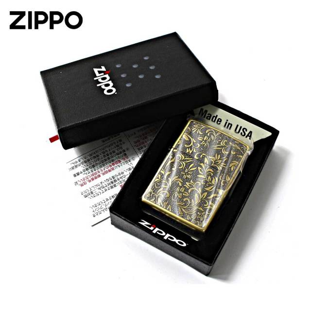Zippo ジッポー アラベスク柄 両面 唐草 真鍮イブシ NK-KB メール便可